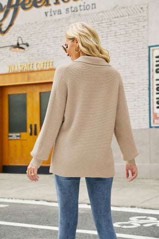 Pullover mit horizontal geripptem Johnny-Kragen