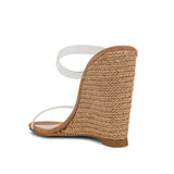 Casual Open Toe Clear PVC Wedge Espadrille Mules - Apricot