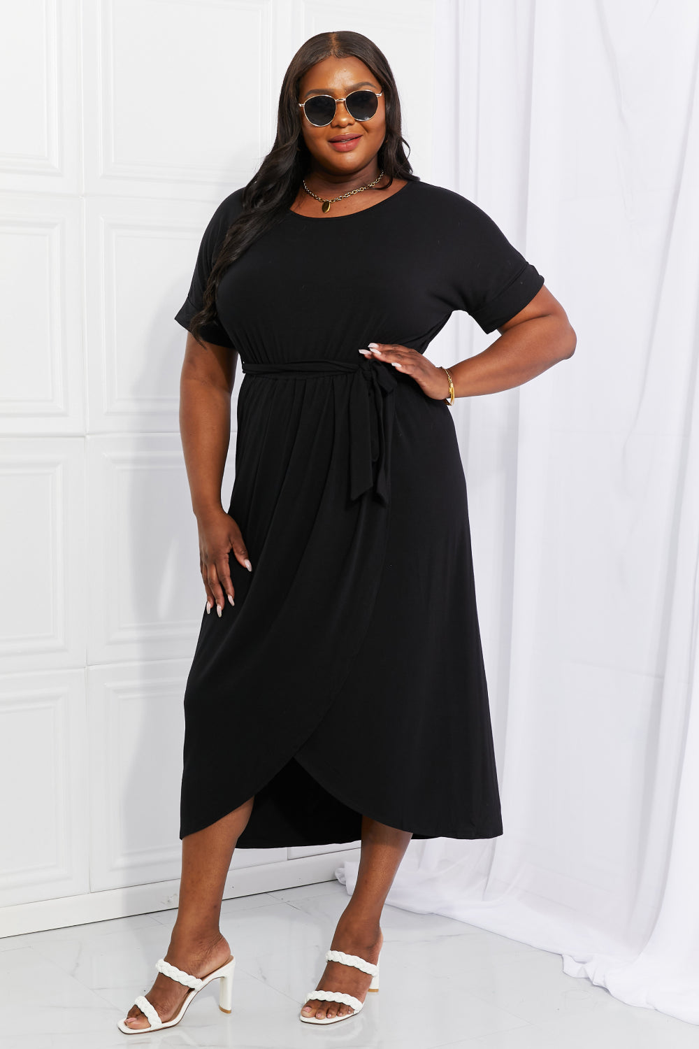 Full Size Right Here Tulip Hem Dress