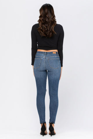 Full Size Destroyed Knee High Waist Skinny Jeans