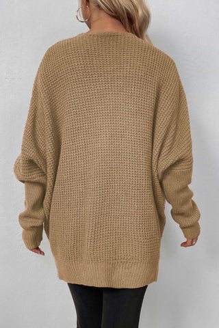 Waffle Knit One-Button Dolman Sleeve Cardigan