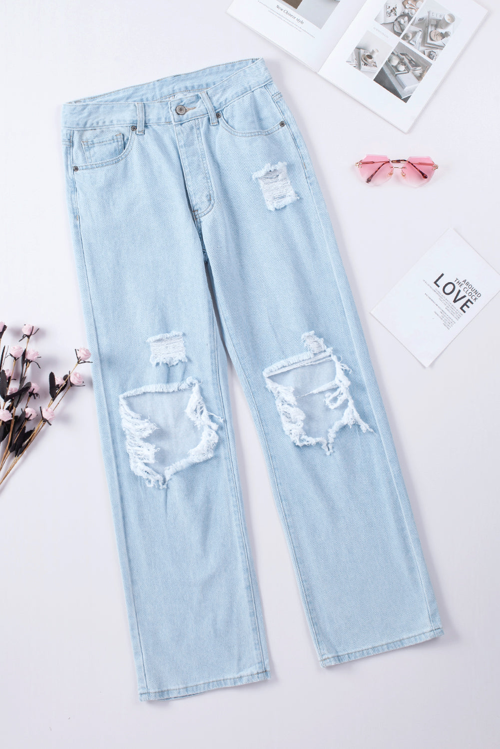 Make Your Day High Waist Distressed Jeans