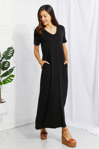 Simple Wonder Full Size Pocket Maxi Dress in Black