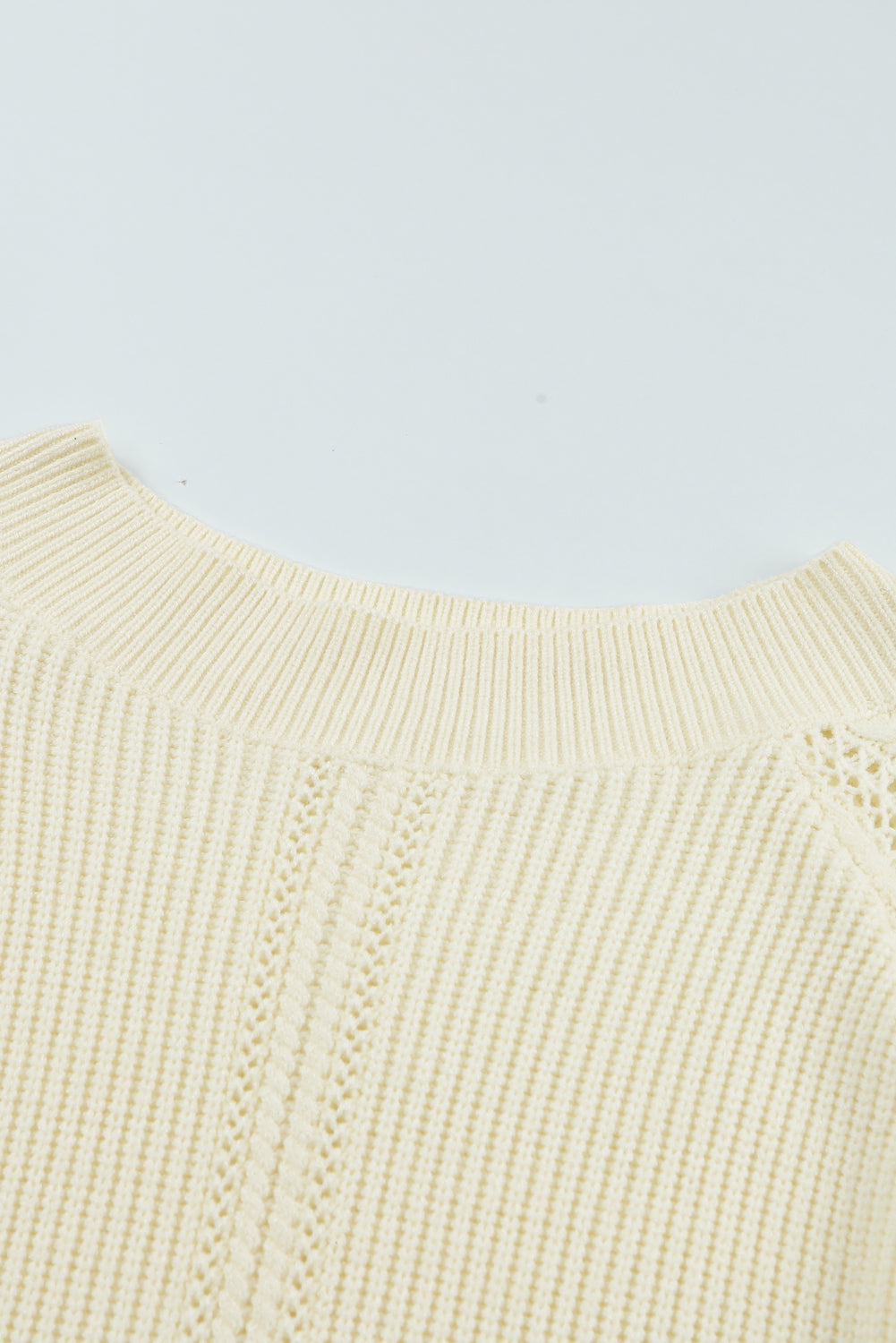 Openwork Rib-Knit Raglan Sleeve Sweater