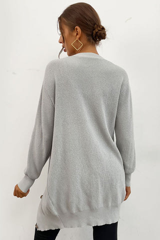 Drop Shoulder Button Down Longline Cardigan