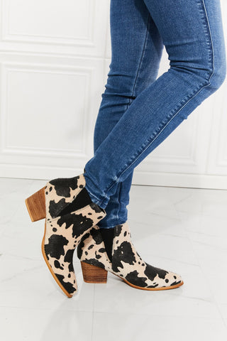 Back At It Point Toe Bootie in Beige Cow Print