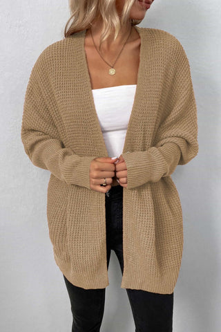 Waffle Knit One-Button Dolman Sleeve Cardigan