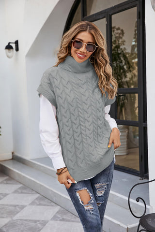 Kurzärmliger Rollkragenpullover aus Strickmischung