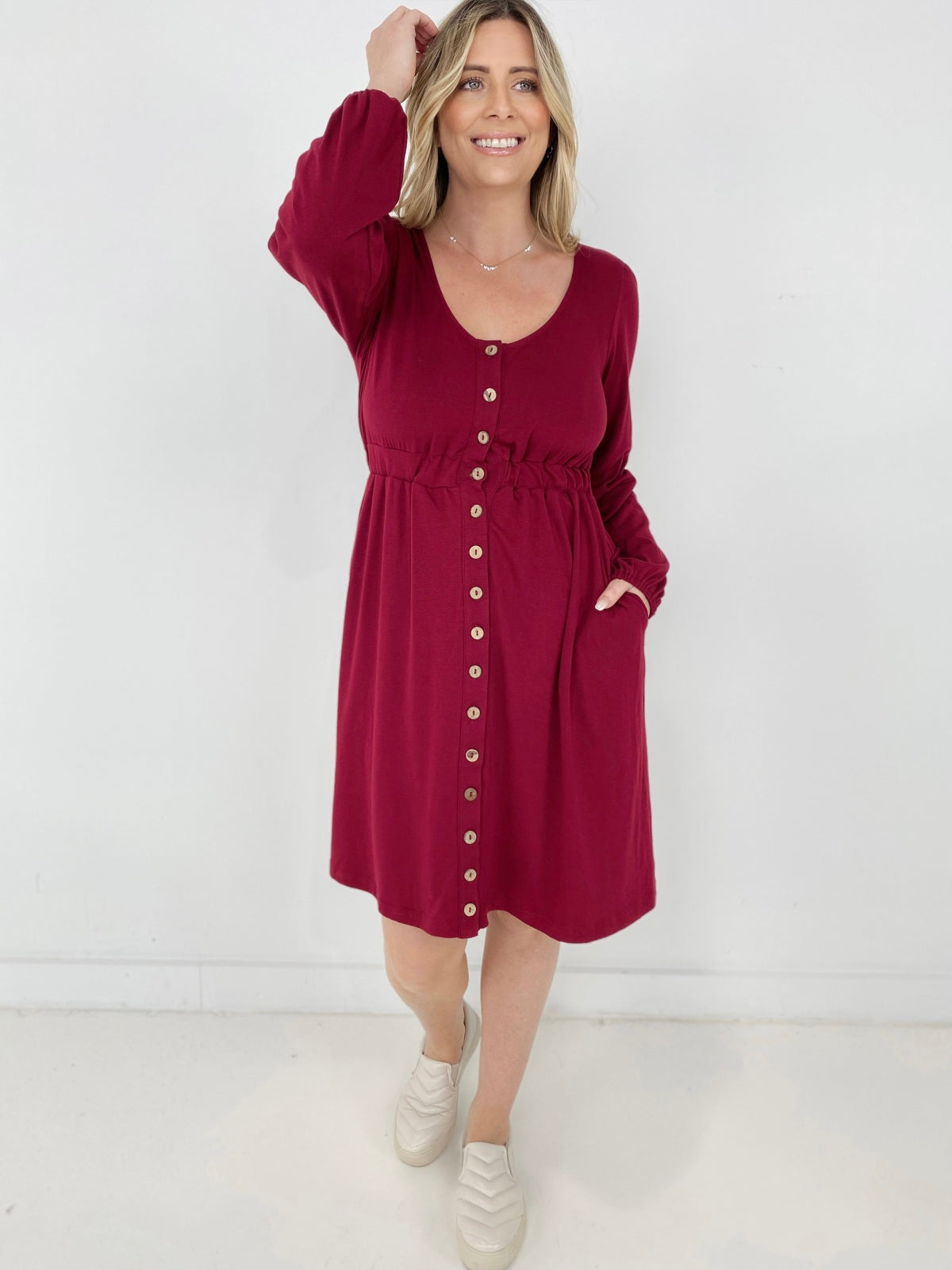 New Colors! Button Up Long Sleeve Dress