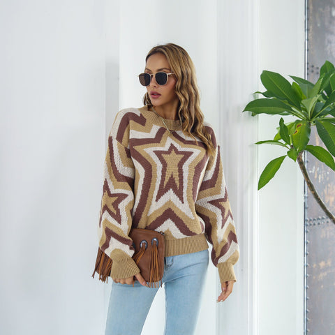 Pull à épaules tombantes avec motif étoile