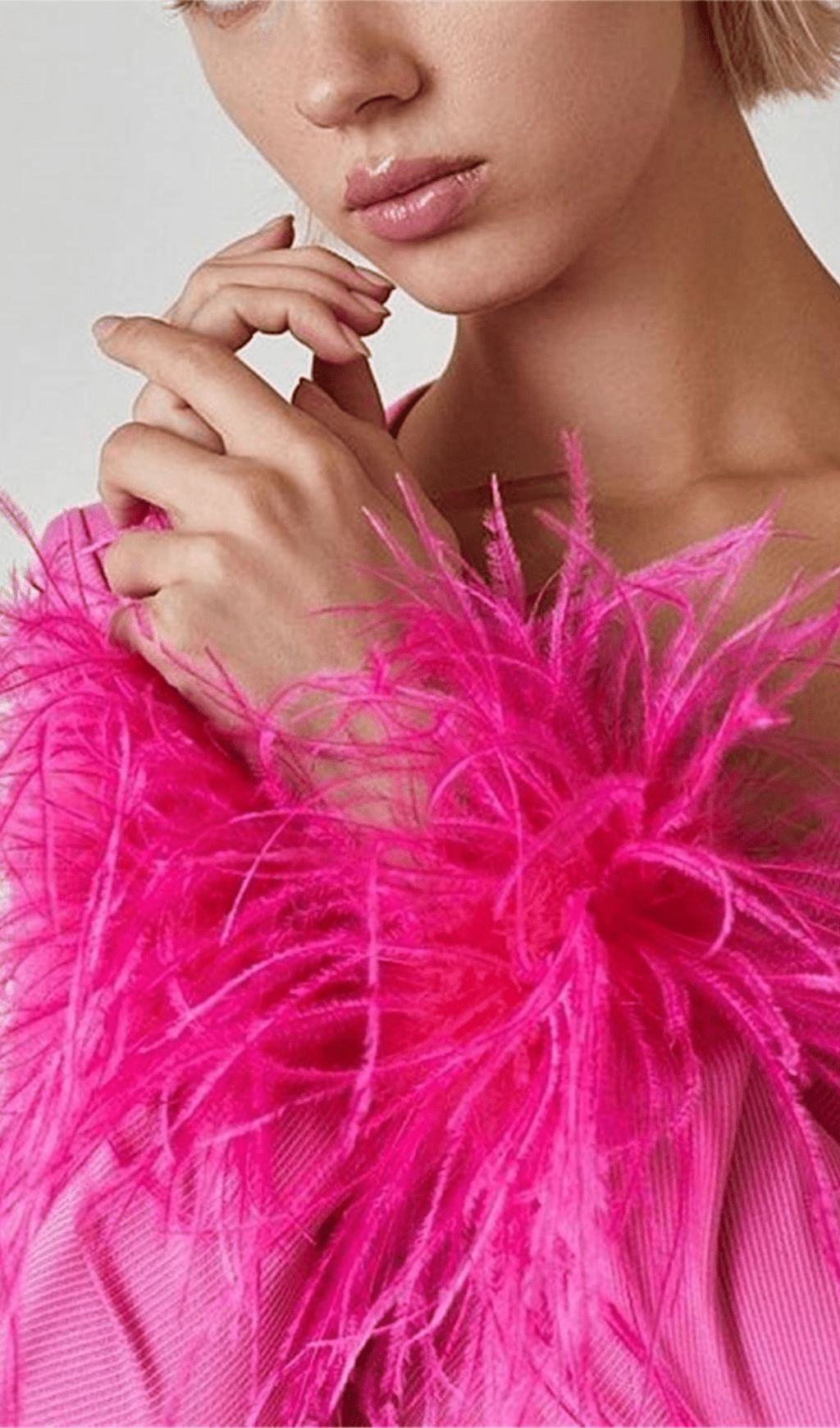 Stretch Long Sleeves Mini Dress in HYPER Pink