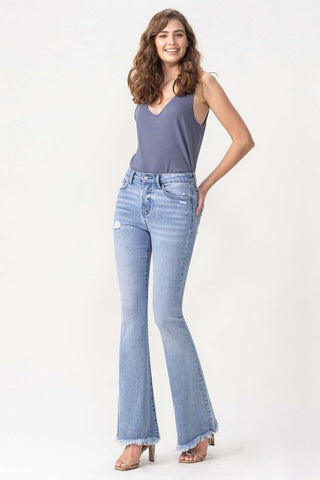 Lovervet Full Size Evie High Rise Fray Flare Jeans