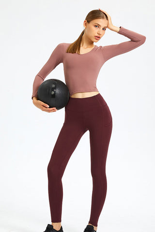 Long Sleeve Round Neck Fitness Top