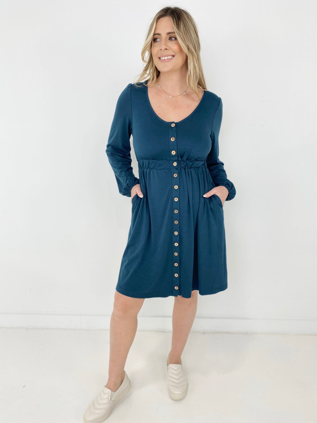 New Colors! Button Up Long Sleeve Dress