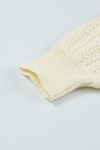 Openwork Rib-Knit Raglan Sleeve Sweater